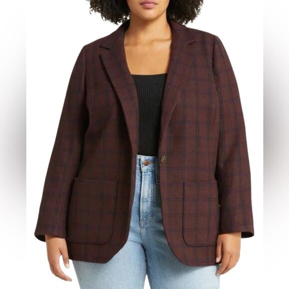 Madewell Women Plus Size Larsen Blazer in Spiced Raisin - Picture 1 of 12
